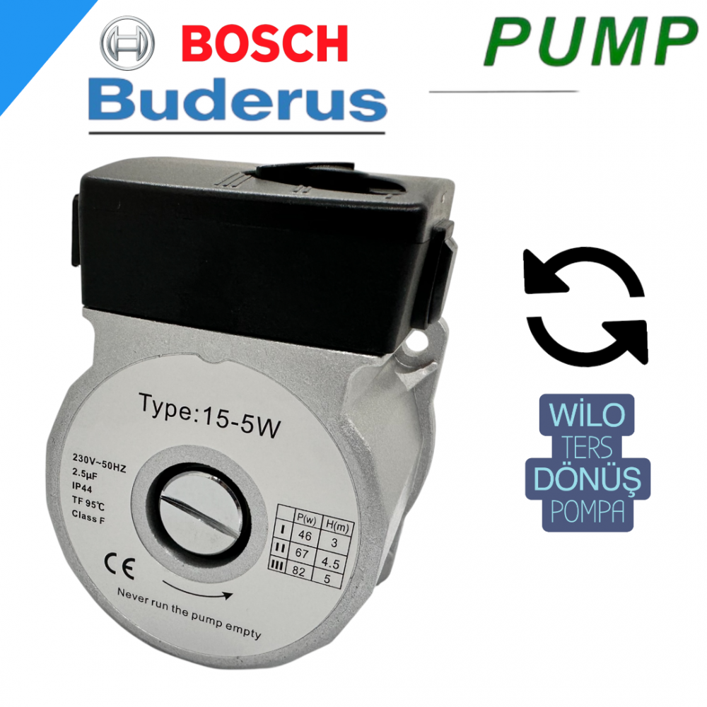 Bosch buderus uyumlu ters dönüş wilo Pump Sirkilasyon pompası
