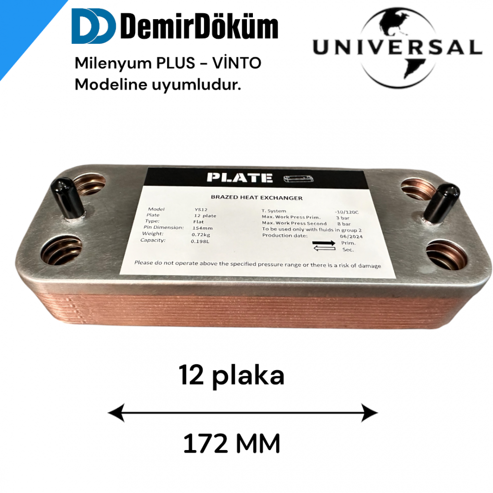Demirdöküm milenyum plus- vinto 12 plaka Esanjör Üniversal