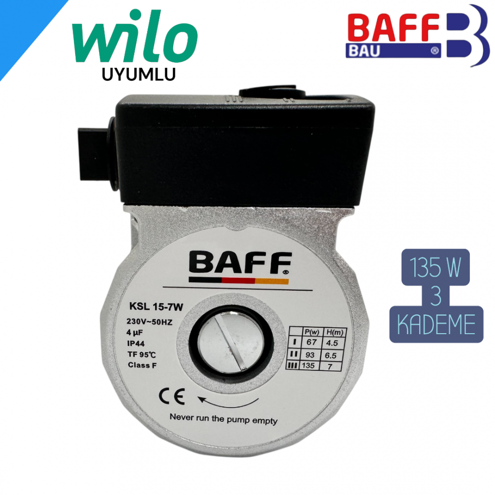 15/7 wilo 135w baff Sirkilasyon pompası